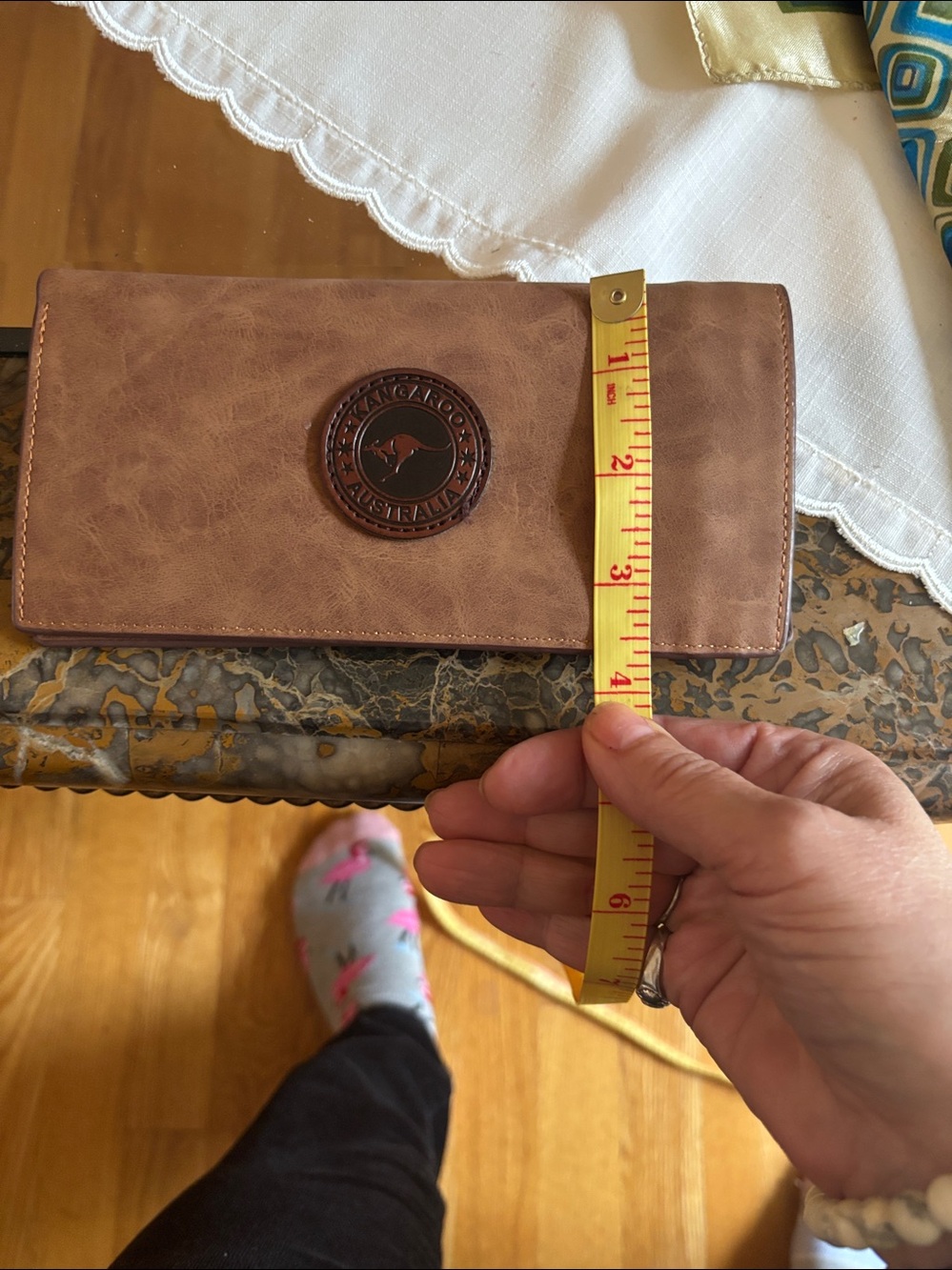 Kangaroo Australia Tan super soft faux suede Wallet. - Picture 9 of 9